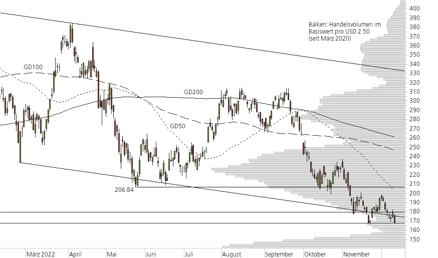 Tesla-10-Monats-Chart