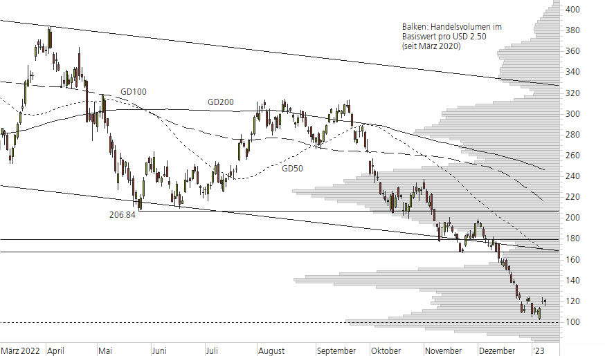Tesla-10-Monats-Chart