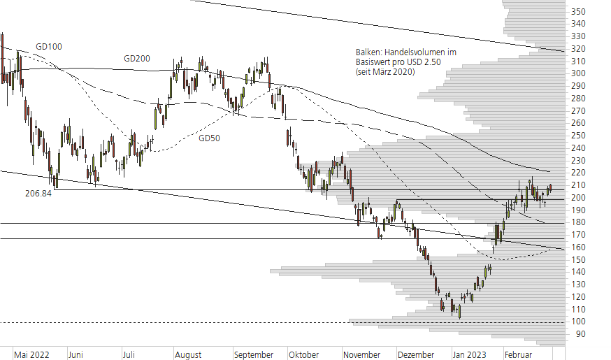 Tesla Inc-10-Monats-Chart