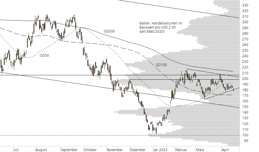 Tesla Inc-10-Monats-Chart