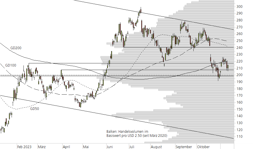 Tesla Inc-10-Monats-Chart