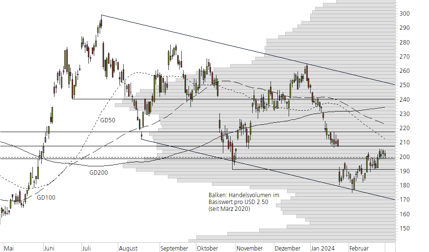 Tesla Inc-10-Monats-Chart