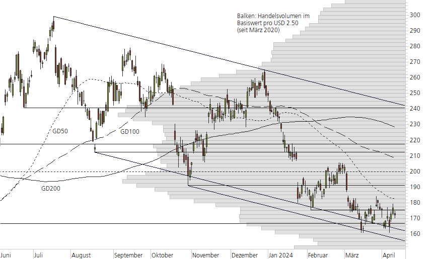Tesla Inc-10-Monats-Chart