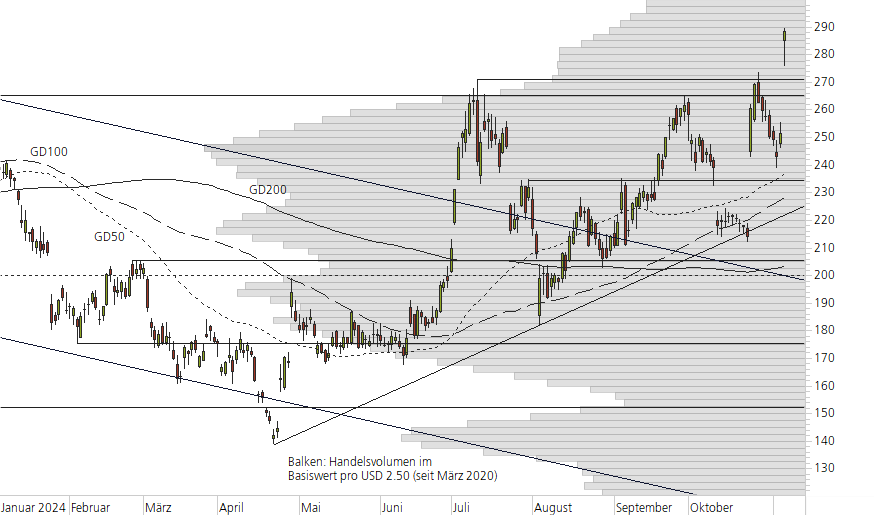 Tesla Inc-10-Monats-Chart