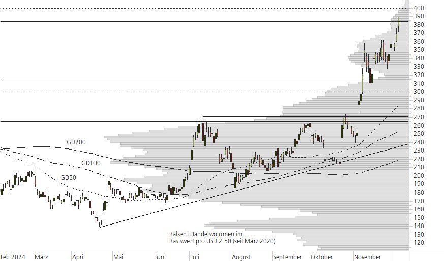 Tesla Inc-10-Monats-Chart