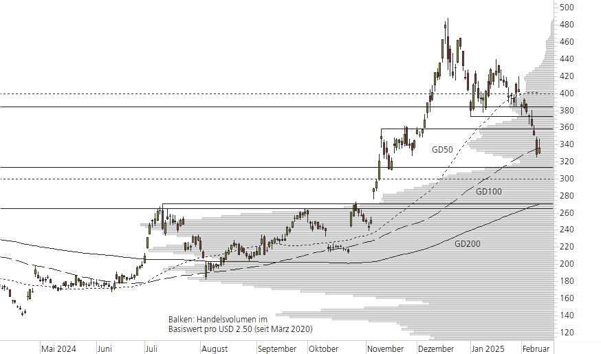Tesla Inc-10-Monats-Chart